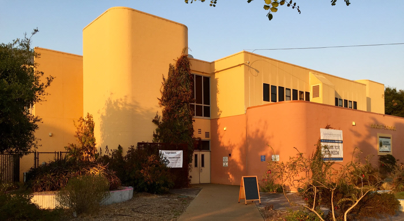 Front of Love School at Dusk